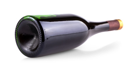 red wine bottle isolated over white background