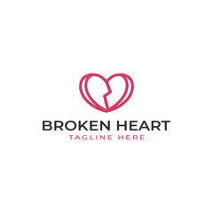 Design logo templates for your business, Modern and line style, Broken heart or love vector