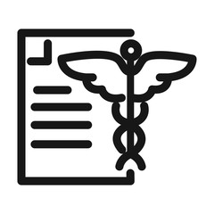 document report caduceus medical and health care line style icon