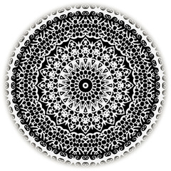 Lacy floral vector mandala pattern. Ornamental modern black and white background. Round vintage ornament. Lace design. Elegance patterned texture. Ethnic style abstract flowers, shapes, frames, waves