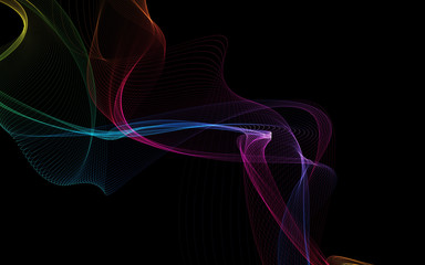 Dark abstract background with a glowing abstract waves