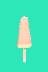 white chocolate outer popsicle on green background