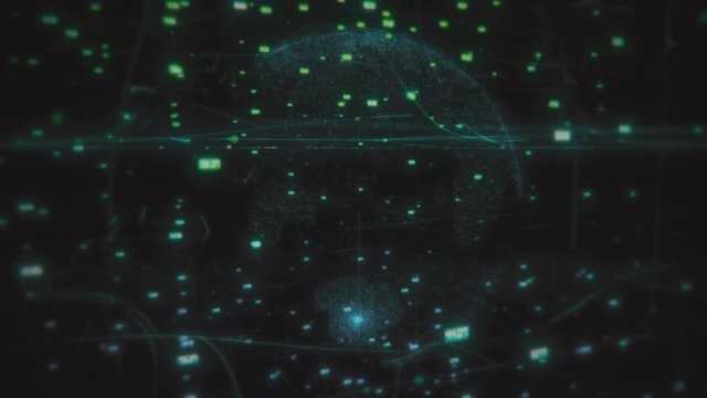 Big data cloud around digital earth data globe abstract 3D rendering network connection computing internet of things IOT AI technology - render