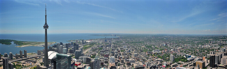 A panorama view of the west side of Toronto form Young street.