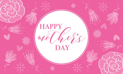 happy mothers day card with flowers circular frame