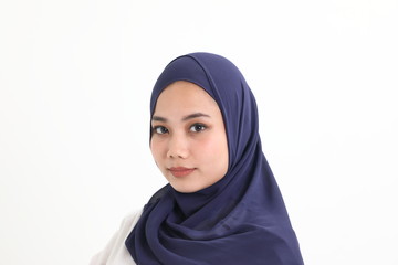 South east Asian Malay Woman headscarf facial expression stand confident look forward