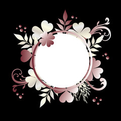 pink clovers on the black background