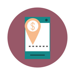 Obraz premium mobile banking, smartphone money bank application block style icon