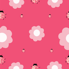 Repeat Daisy Flower Pattern with pink background. Seamless floral pattern. Stylish repeating texture. 