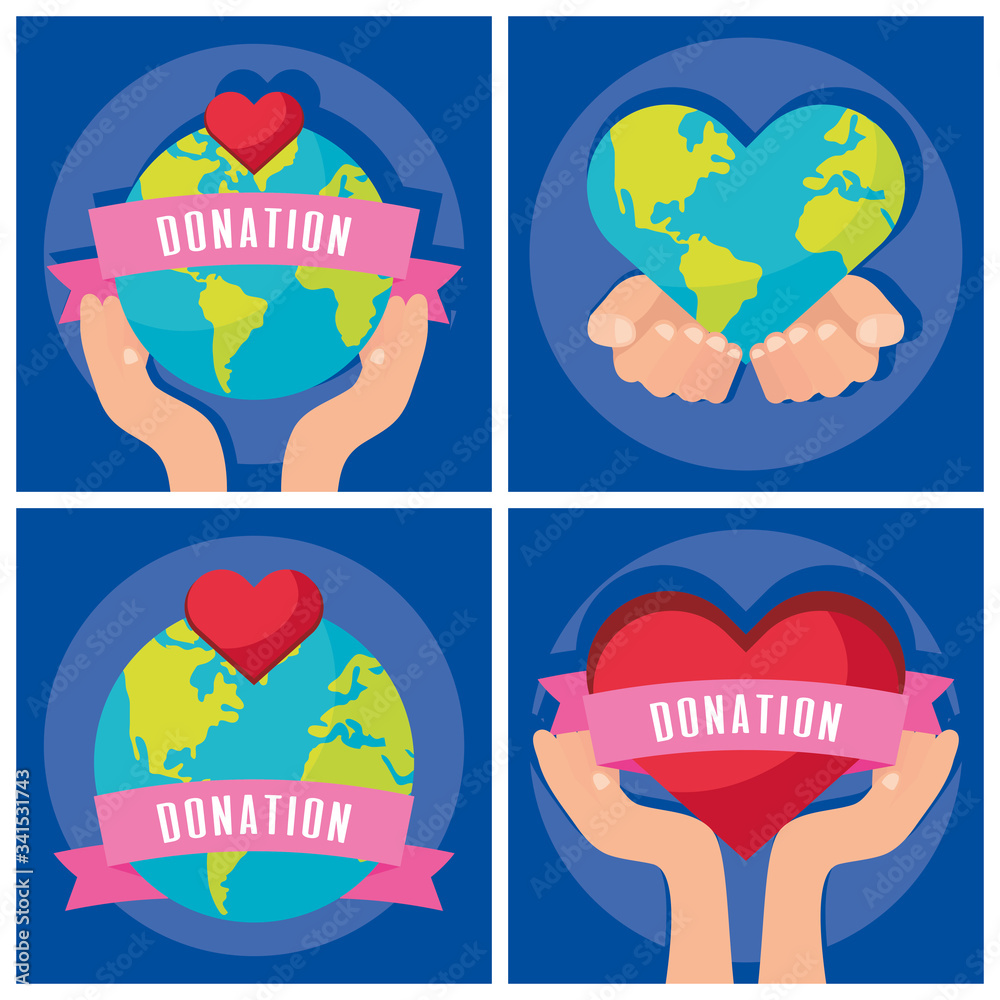 Canvas Prints group of charity donation set icons