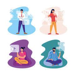 young people using technology characters