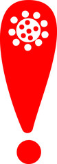 exclamation mark in red symbolizing the danger of coronavirus