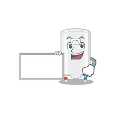 Gas water heater cartoon character design style with board
