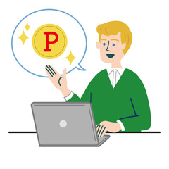 男性　外国人　ブロンド　パソコン  ポイント