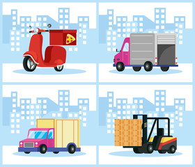 set transports delivery service icons