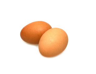 Two chicken egg isolated on white background