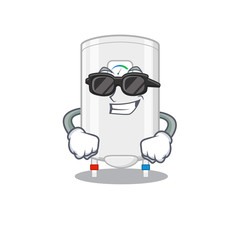Cool gas water heater cartoon character wearing expensive black glasses