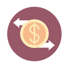 mobile banking, money coin exchange financial block style icon