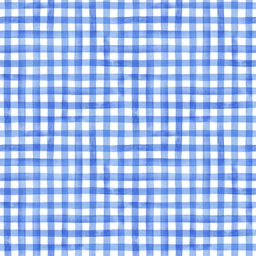 Watercolor Gingham, Seamless Vector Pattern	
