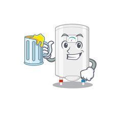 A cartoon concept of gas water heater rise up a glass of beer
