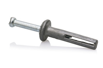 Metal nail dowel isolated on a white background. Photo Stacking