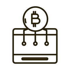 tablet computer bitcoin cryptocurrency business financial investing line style icon