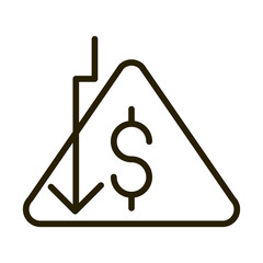 downturn arrow money financial business stock market line style icon