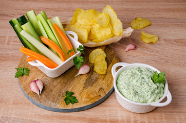 Curd cheese sauce with herbs