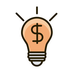 bulb light money business financial investing line and fill icon