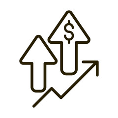 profit arrows money economy financial business stock market line style icon