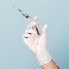 Medical injection in a surgical hand