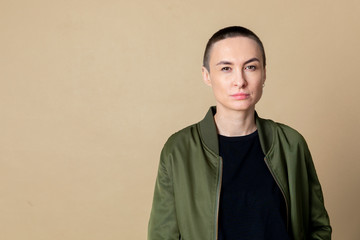Cool skinhead woman