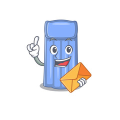 Happy water mattress mascot design concept with brown envelope