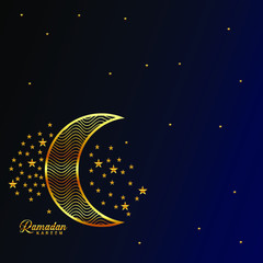 ramadan background with half moon and stars vector