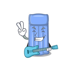Talented musician of water mattress cartoon design playing a guitar