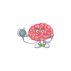 A dedicated Doctor brain Cartoon character with stethoscope