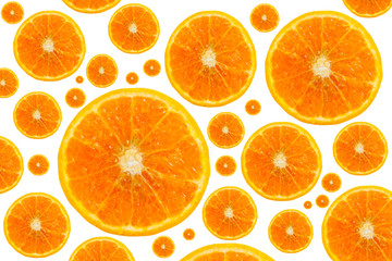 Fresh orange halves on a white background