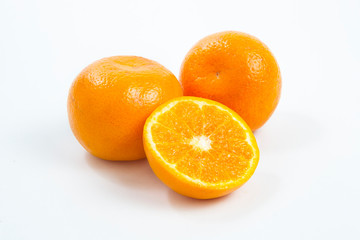 oranges fruits isolated on white background with clipping path