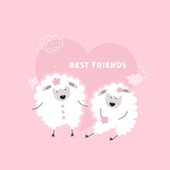 Obraz na płótnie Canvas Cute lambs are best friends