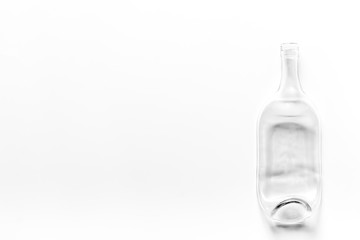 Bottle for recycling on white background top view copy space