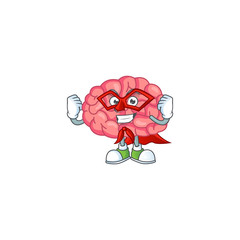 Brain cartoon design concept dressed as Super hero