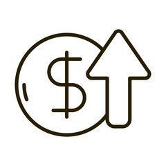 coin money growth arrow business financial investing line style icon