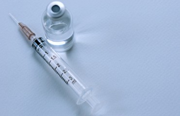 Medicine in vials and syringe , ready for vaccine injection , Cancer Treatment , Pain Treatment and can also be abused for an illegal use, healthcare and medical concept vaccination.