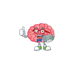 Brain talented gamer mascot design play game with controller