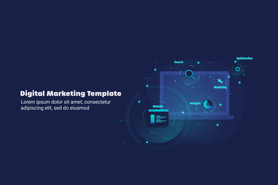 Digital marketing vector banner template.