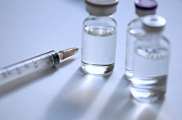 
Medicine in vials and syringe , ready for vaccine injection , Cancer Treatment , Pain Treatment and can also be abused for an illegal use, healthcare and medical concept vaccination.