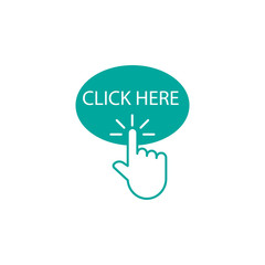 Click button with hand pointer clicking  isolated on white background