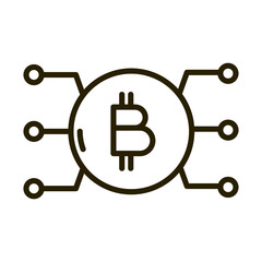 bitcoin cryptocurrency money digital business financial investing line style icon