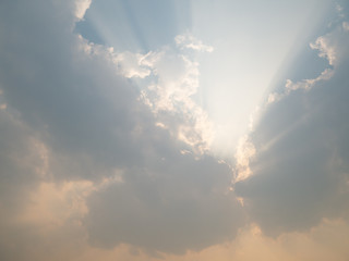 Fototapeta na wymiar Clouds in the clear sky in Asia's summer season