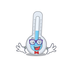 Mascot design style of geek cold thermometer with glasses